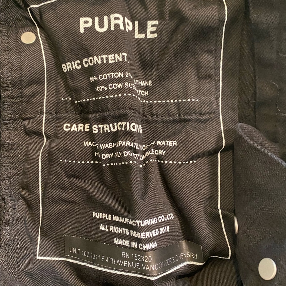 PURPLE BRAND Men’s 28 Button Fly Slim Mid-Rise Black Luxury Jeans P001 - Picture 7 of 7